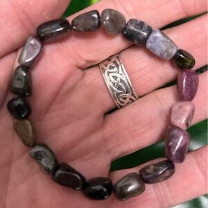 Dainty unicorn stone tourmaline handmade beaded bracelet, 7.25"